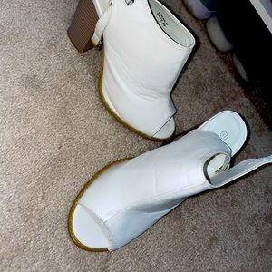 Open toe white wedge high heels